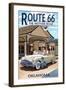 Oklahoma - Route 66 - Service Station-Lantern Press-Framed Art Print