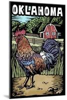 Oklahoma - Scratchboard - Rooster-Lantern Press-Mounted Art Print
