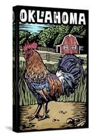 Oklahoma - Scratchboard - Rooster-Lantern Press-Stretched Canvas
