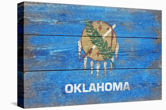 Oklahoma State Flag - Barnwood Painting-Lantern Press-Stretched Canvas