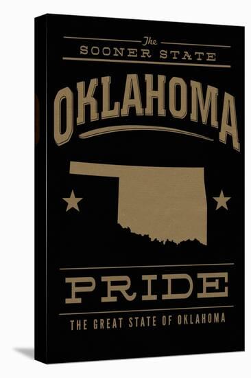 Oklahoma State Pride - Gold on Black-Lantern Press-Stretched Canvas