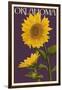 Oklahoma - Sunflowers - Letterpress-Lantern Press-Framed Art Print
