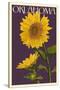 Oklahoma - Sunflowers - Letterpress-Lantern Press-Stretched Canvas