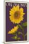 Oklahoma - Sunflowers - Letterpress-Lantern Press-Mounted Art Print