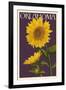 Oklahoma - Sunflowers - Letterpress-Lantern Press-Framed Art Print