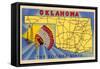 Oklahoma, The Sooner State, Map-null-Framed Stretched Canvas