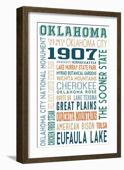 Oklahoma - Typography-Lantern Press-Framed Art Print