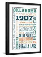 Oklahoma - Typography-Lantern Press-Framed Art Print