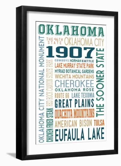 Oklahoma - Typography-Lantern Press-Framed Art Print