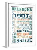 Oklahoma - Typography-Lantern Press-Framed Art Print