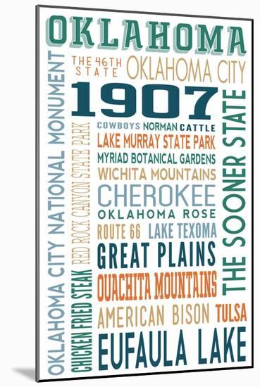 Oklahoma - Typography-Lantern Press-Mounted Art Print