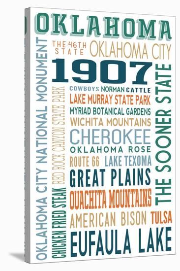 Oklahoma - Typography-Lantern Press-Stretched Canvas