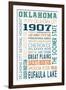 Oklahoma - Typography-Lantern Press-Framed Art Print