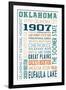 Oklahoma - Typography-Lantern Press-Framed Art Print