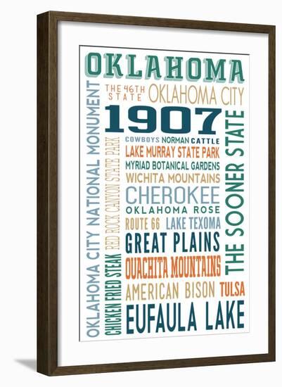 Oklahoma - Typography-Lantern Press-Framed Art Print