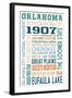 Oklahoma - Typography-Lantern Press-Framed Art Print