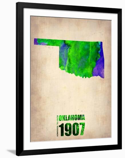 Oklahoma Watercolor Map-NaxArt-Framed Art Print