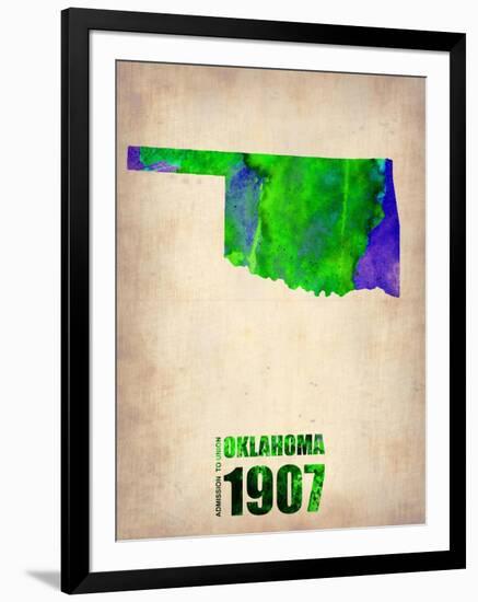 Oklahoma Watercolor Map-NaxArt-Framed Art Print