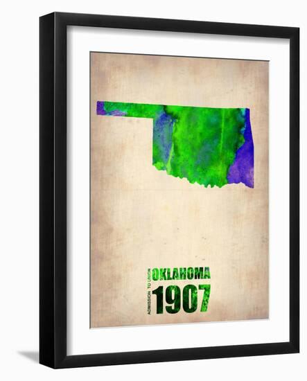 Oklahoma Watercolor Map-NaxArt-Framed Art Print