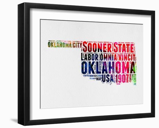 Oklahoma Watercolor Word Cloud-NaxArt-Framed Art Print