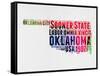 Oklahoma Watercolor Word Cloud-NaxArt-Framed Stretched Canvas