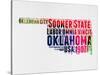 Oklahoma Watercolor Word Cloud-NaxArt-Stretched Canvas