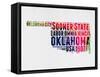 Oklahoma Watercolor Word Cloud-NaxArt-Framed Stretched Canvas