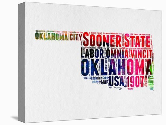 Oklahoma Watercolor Word Cloud-NaxArt-Stretched Canvas