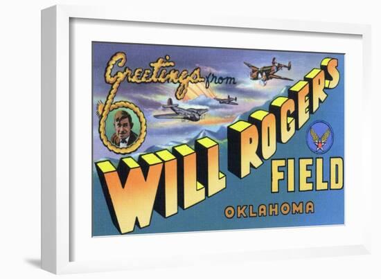 Oklahoma - Will Rogers Field, Large Letter Scenes-Lantern Press-Framed Art Print