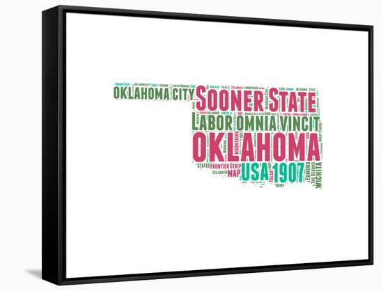 Oklahoma Word Cloud Map-NaxArt-Framed Stretched Canvas