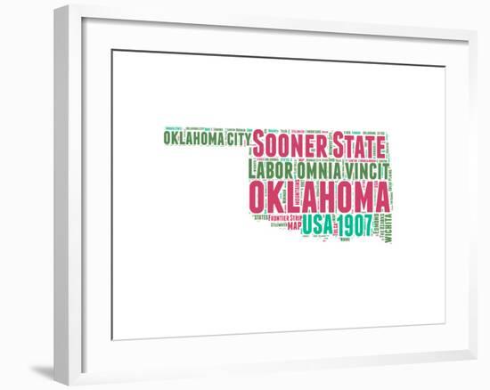 Oklahoma Word Cloud Map-NaxArt-Framed Art Print