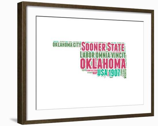 Oklahoma Word Cloud Map-NaxArt-Framed Art Print