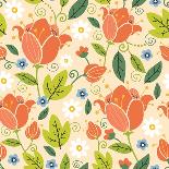 Colorful Spring Tulips Seamless Pattern Background-Oksancia-Art Print