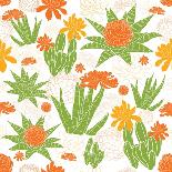 Vector Vibrant Tropical Hibiscus Flowers Seamless Pattern Background-Oksancia-Art Print