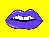 Pop Art Lips Isolated. Warhol Style Poster. Dot Background, Raster Effect. Vector Fashion Illustrat-oksanka007-Stretched Canvas