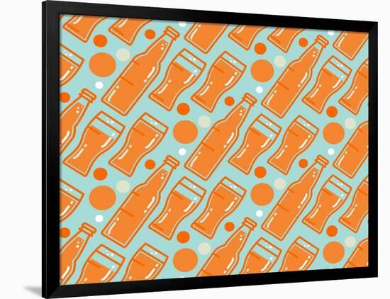 Oktoberfest Seamless Pattern. Beer Festival Background for Wallpaper, Wrap, Poster and Print, T-Shi-BarsRsind-Framed Art Print