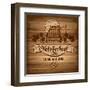 Oktoberfest, Vintage Poster With Wooden Background-Pagina-Framed Art Print