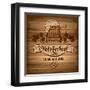 Oktoberfest, Vintage Poster With Wooden Background-Pagina-Framed Art Print