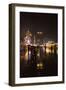 Oktoberfest 'Wiesn' by night, lights in the rain-Christine Meder stage-art.de-Framed Photographic Print