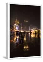 Oktoberfest 'Wiesn' by night, lights in the rain-Christine Meder stage-art.de-Framed Photographic Print