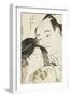 Okubi-E Portrait of the Wrestler Onogawa Kisaburo and the Noted Beauty Ohisa of Takashimaya-Katsukawa Shunsho-Framed Giclee Print