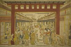 Large Perspective Picture of the Kaomise Performance on the Kabuki Stage, C.1745-Okumura Masanobu-Giclee Print