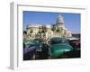 Old 1950s American Cars Outside El Capitolio Building, Havana, Cuba-Bruno Barbier-Framed Photographic Print