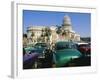 Old 1950s American Cars Outside El Capitolio Building, Havana, Cuba-Bruno Barbier-Framed Photographic Print