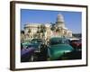 Old 1950s American Cars Outside El Capitolio Building, Havana, Cuba-Bruno Barbier-Framed Photographic Print