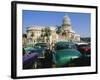 Old 1950s American Cars Outside El Capitolio Building, Havana, Cuba-Bruno Barbier-Framed Photographic Print