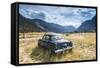 Old Abandoned American Car by Road, British Colombia, Canada-Peter Adams-Framed Stretched Canvas