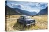 Old Abandoned American Car by Road, British Colombia, Canada-Peter Adams-Stretched Canvas