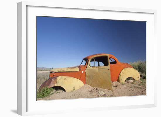 Old Abandoned Car Outside the Service Station at Solitaire-Lee Frost-Framed Photographic Print
