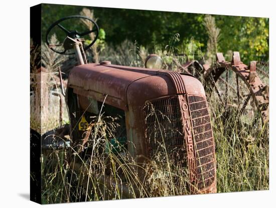 Old Abandoned Farm Tractor, Defiance, Missouri, USA-Walter Bibikow-Stretched Canvas